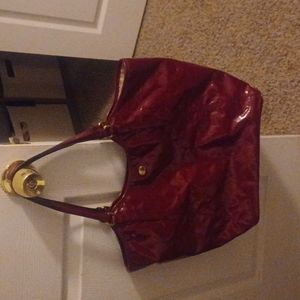 Red leather coach bag